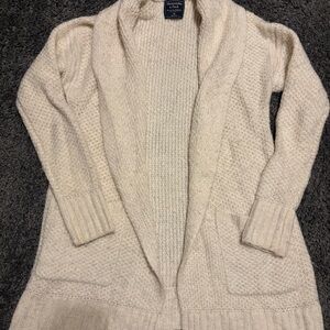 Abercrombie & Fitch Cream Fuzzy Cardigan Sweater